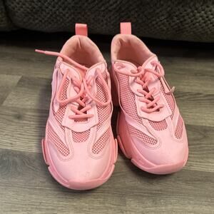 Women Size 8 Steve Madden Pink Posession Tennis Shoes